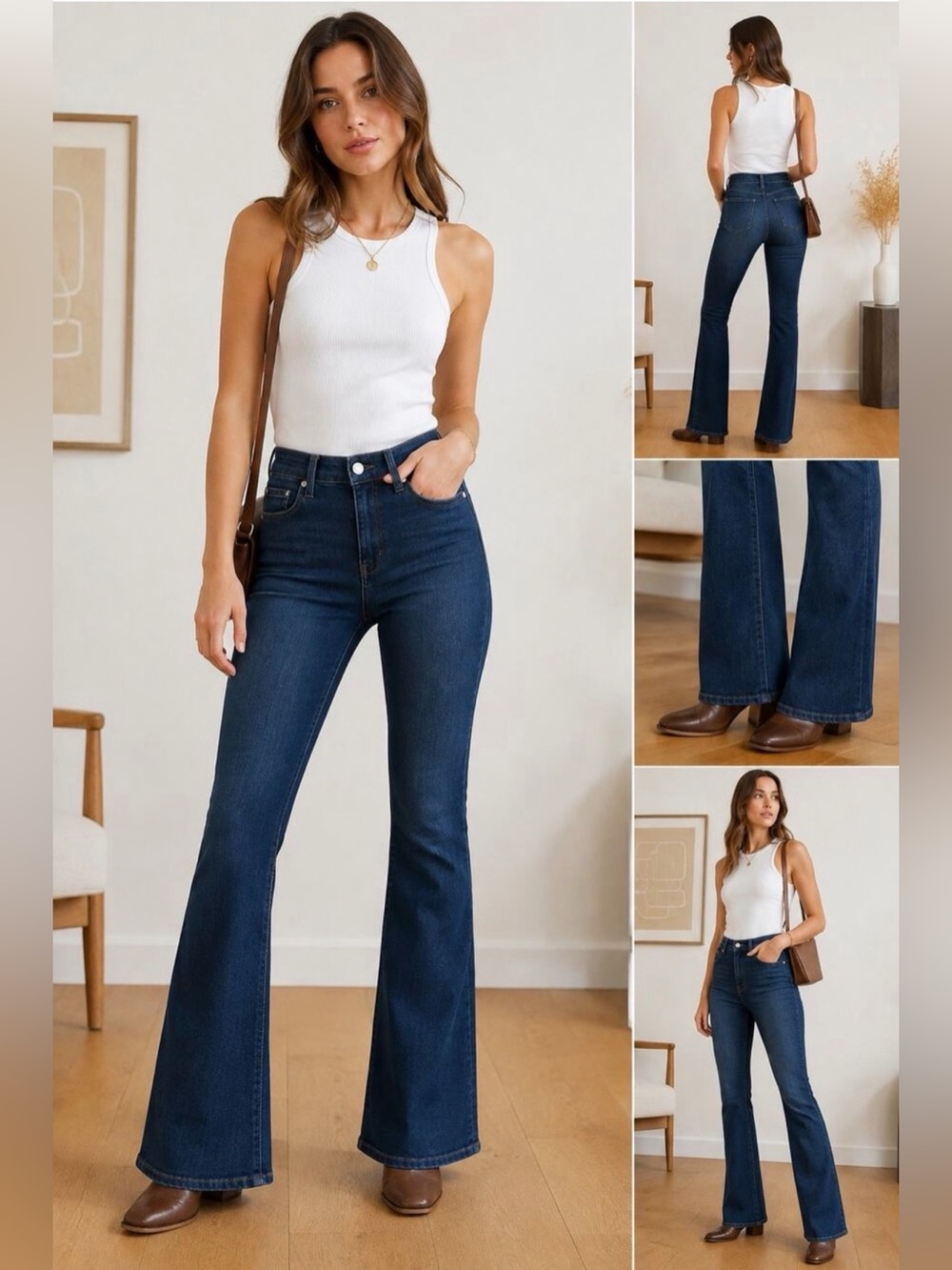 Quince Luna Stretch Flare Jeans in Midnight - Size 30